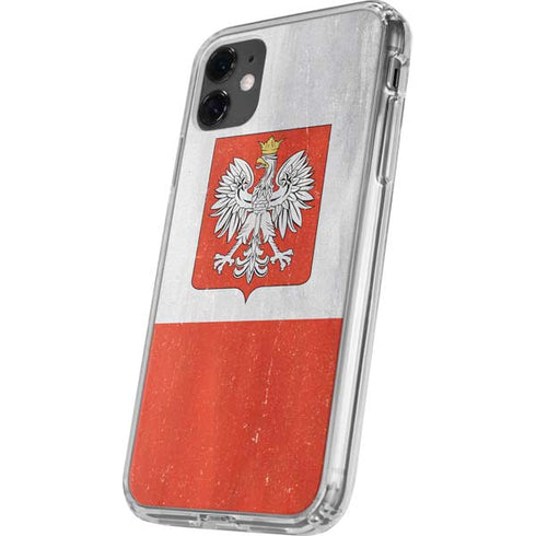 Poland Flag Distressed iPhone 11 Clear Case